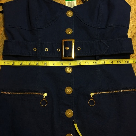 Blue Gold Button Dress - Picture 5 of 8